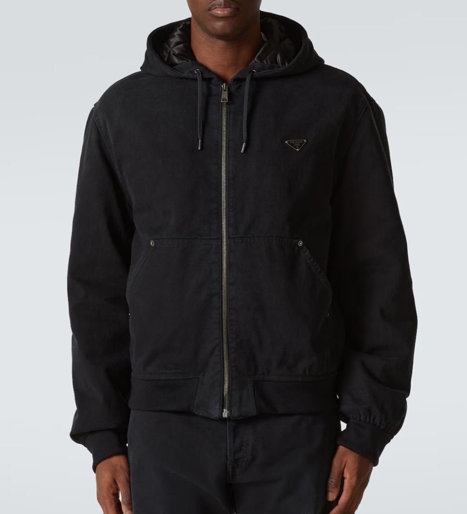 프라다 삼각 로고 패치 코튼 후드 자켓 TOP팩토리