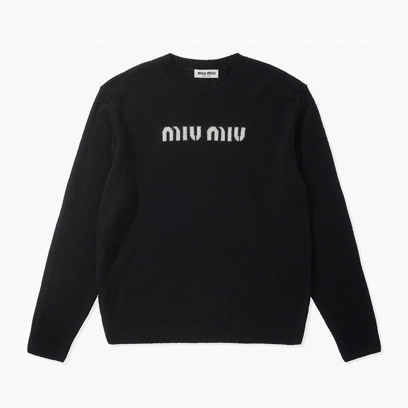 미우미우 로고 라운드 니트 블랙 CMD팩토리